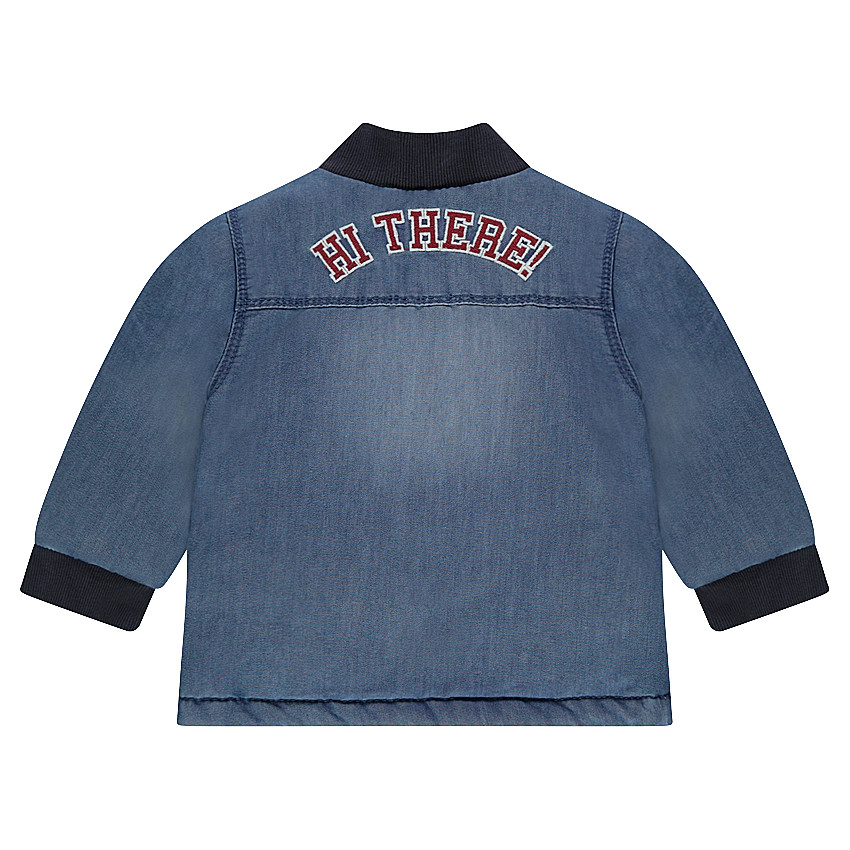 Τζιν μπουφάν με φθαρμένη όψη, τσέπες και επένδυση από φανέλα 