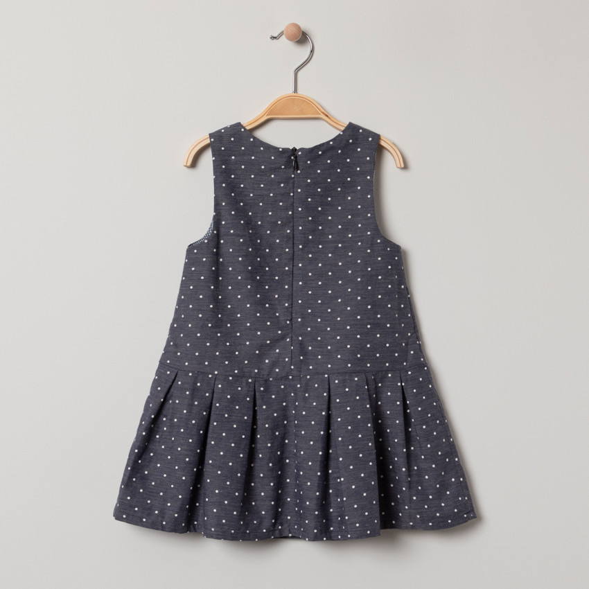 Φόρεμα αμάνικο πουά με  φιόγκο 