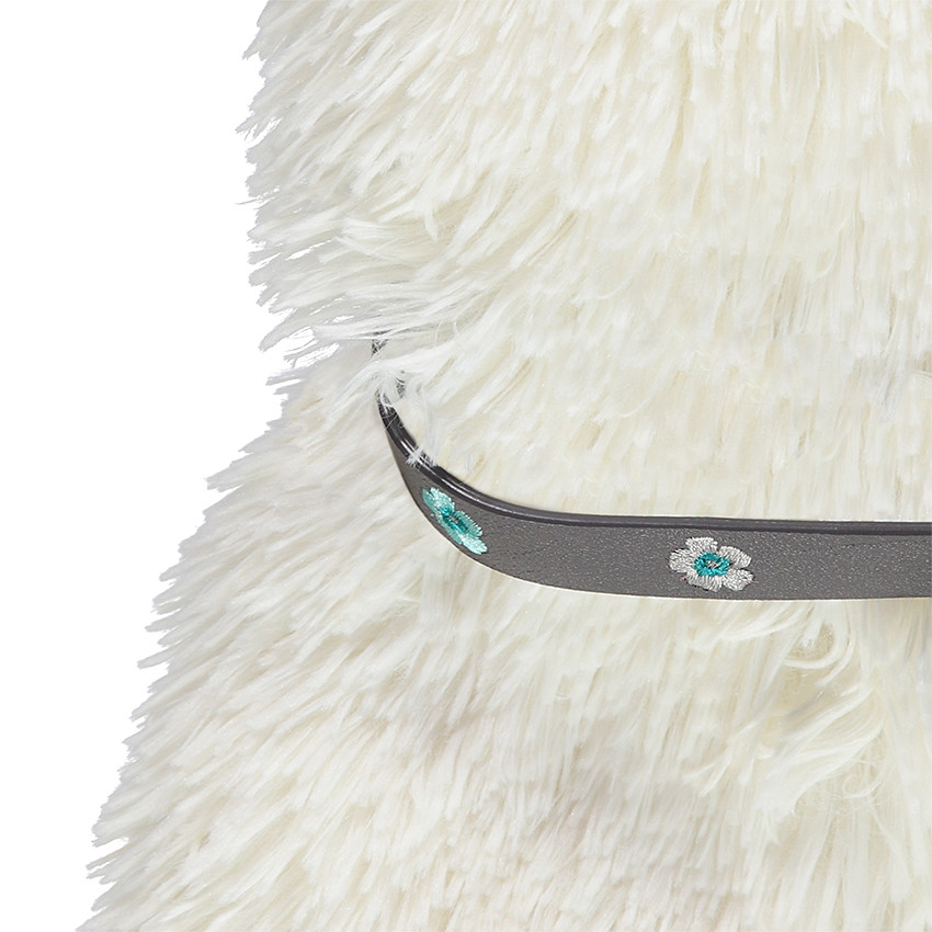 Αμάνικη ζακέτα από συνθετική γούνα με αφαιρούμενη ζώνη και κεντήματα 