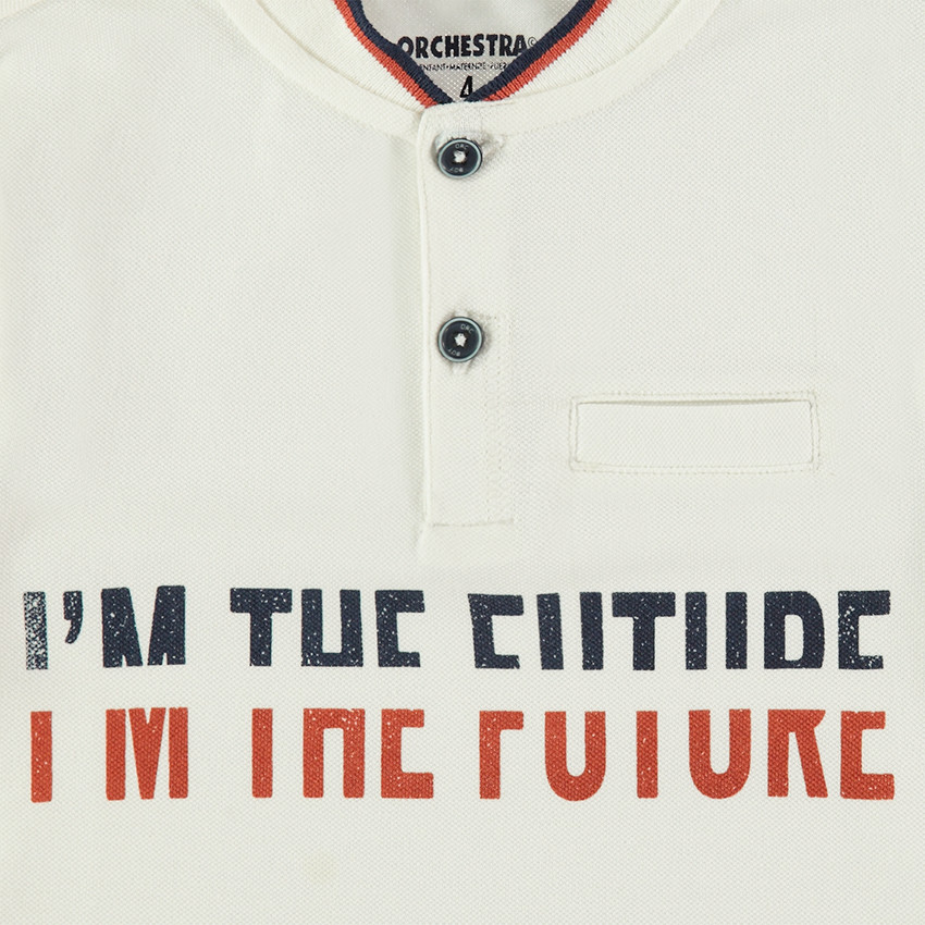 Μακρυμάνικο πόλο από βαμβακερό πικέ με λωρίδες σε αντίθεση και τσέπη 