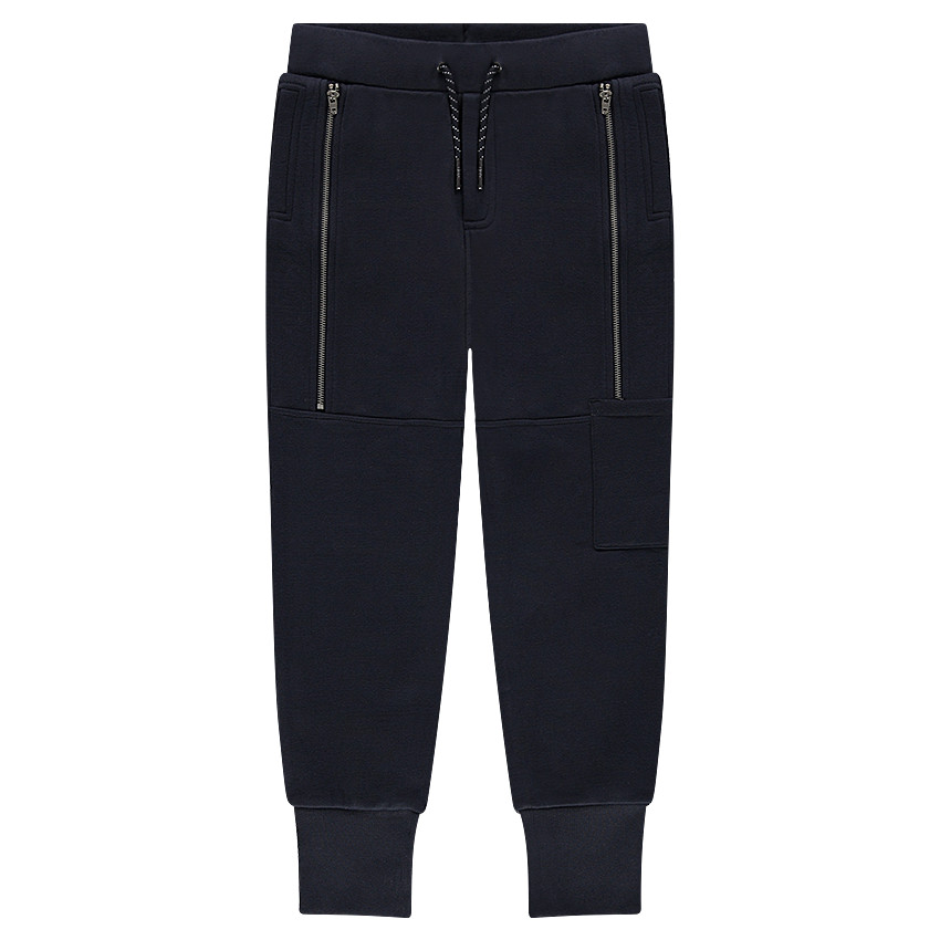 Παιδικά - Φανελένιο παντελόνι φόρμας με φερμουάρ με διακοσμητικό σχέδιο και τυπωμένα γράμματα 