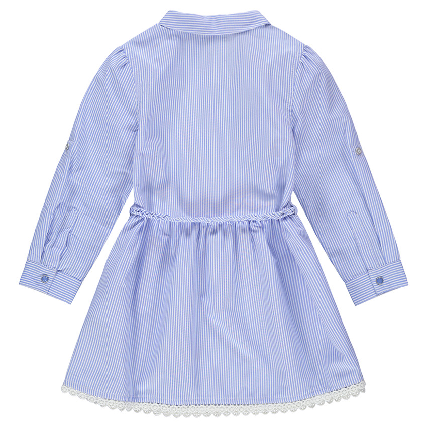 Φόρεμα-πουκαμίσα με λεπτές ρίγες και ζώνη σε σχήμα πλεξούδας 