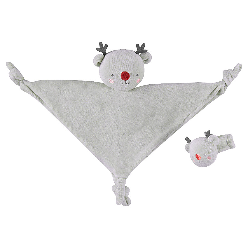 Πανάκι παρηγοριάς βελουτέ με ελάφι και βελουτέ κουδουνίστρα 