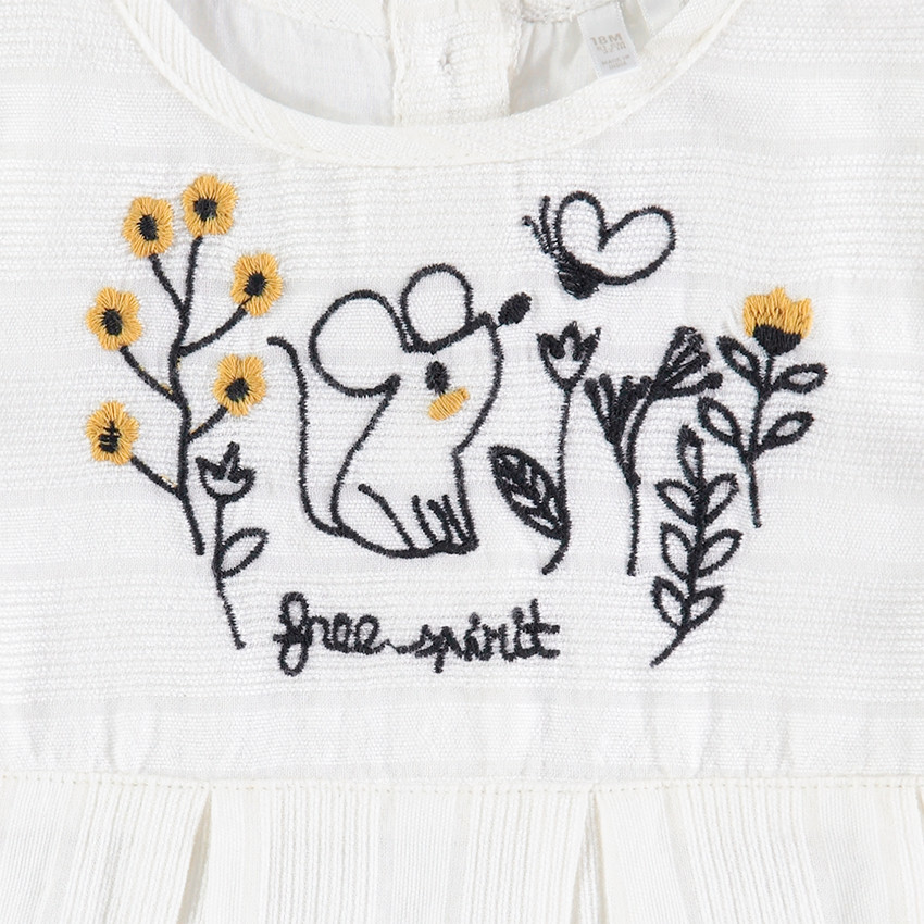 Βαμβακερή τουνίκ με κεντημένα λουλούδια και ποντίκι 