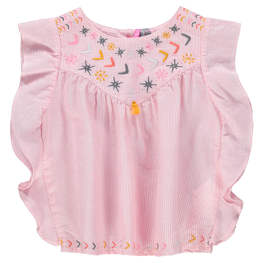 Αμάνικη τουνίκ με λεπτές ρίγες και κεντήματα 