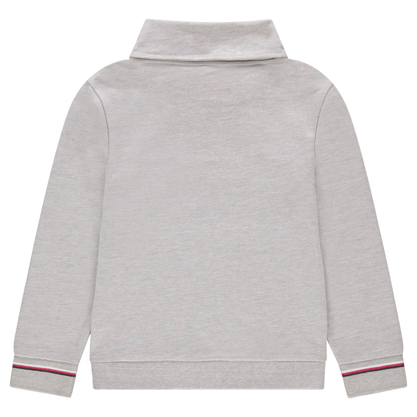 Παιδικά - Φανελένιο γκρι μελανζέ φούτερ με λωρίδες σε αντίθεση και μήνυμα 