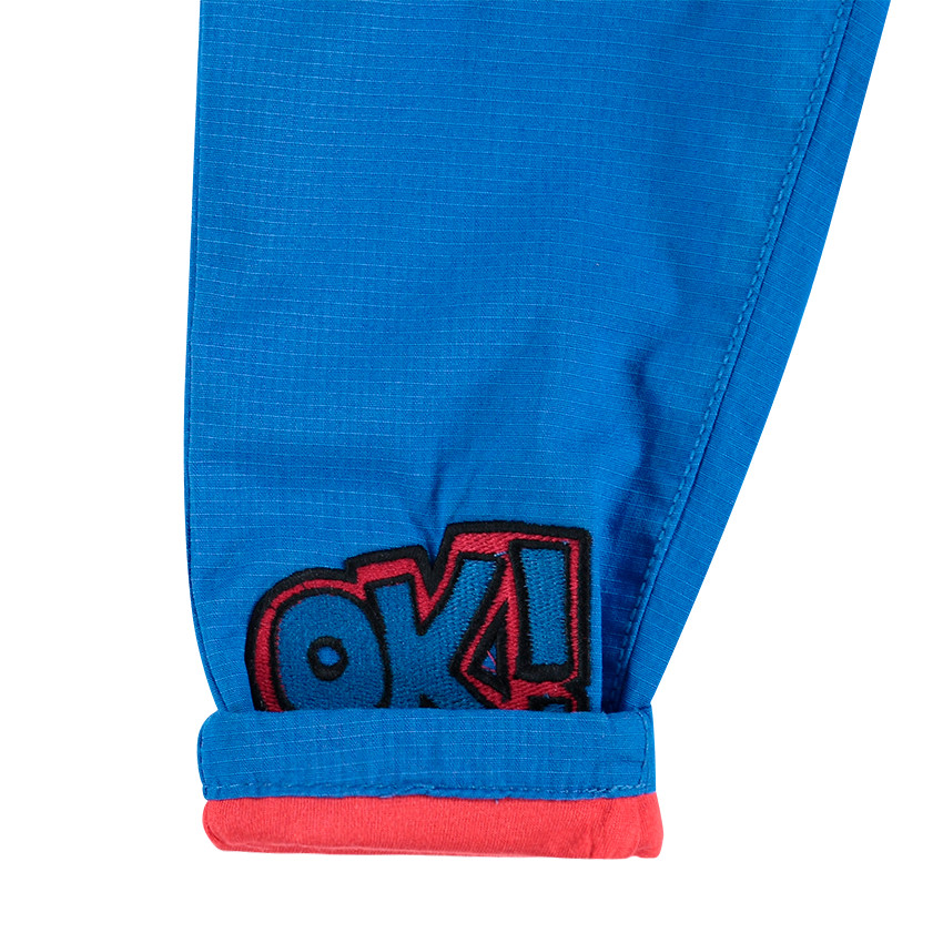 Βαμβακερό παντελόνι νηματοβαφή με ζέρσεϊ επένδυση και αφαιρούμενες τιράντες 