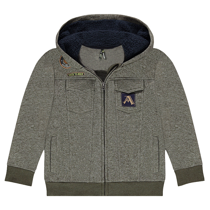 Παιδικά - Ζακέτα από φανέλα με επένδυση από sherpa στην κουκούλα 