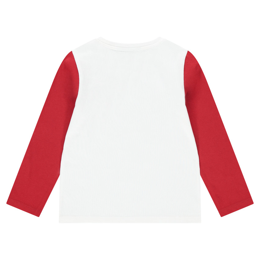 Μακρυμάνικη δίχρωμη μπλούζα από ζέρσεϊ με μοτίβο ©Smiley από τσόχα 