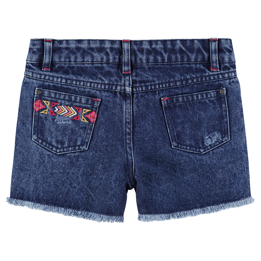 Σορτς με used όψη, κεντημένες μπορντούρες σε έθνικ στυλ και κρόσσια στο τελείωμα 