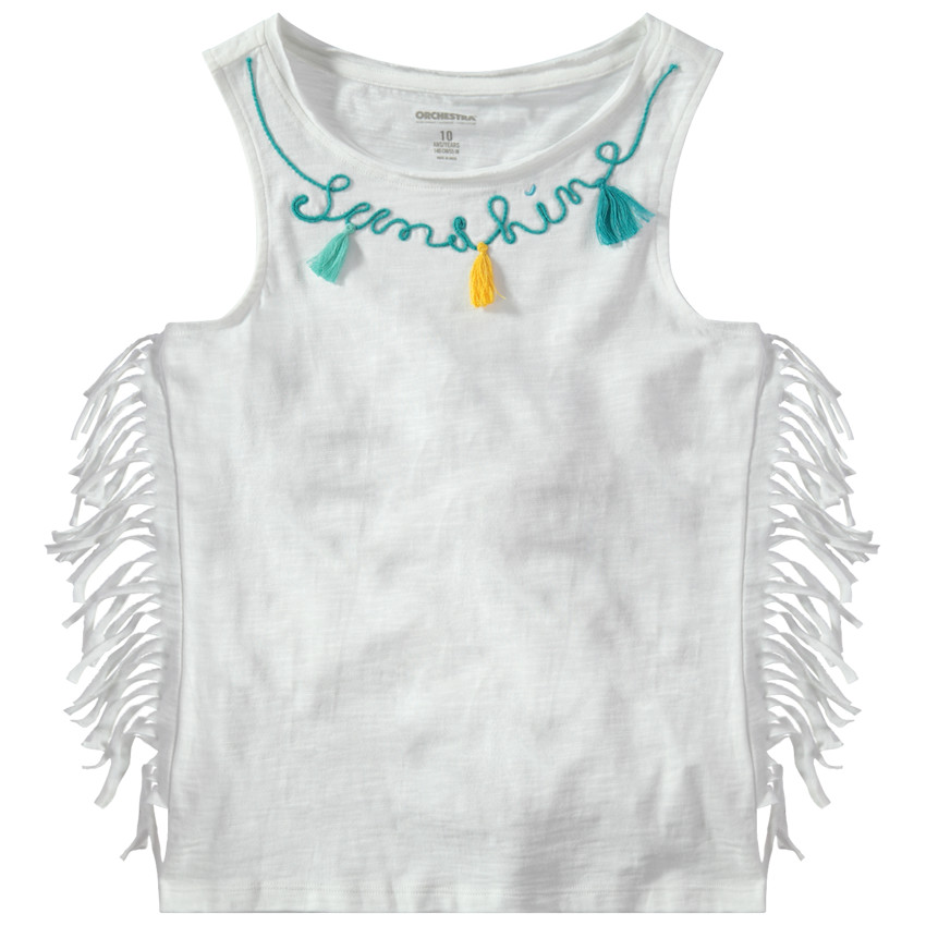 Φανελάκι ζέρσεϊ με κρόσσια και μήνυμα από κορδόνι 