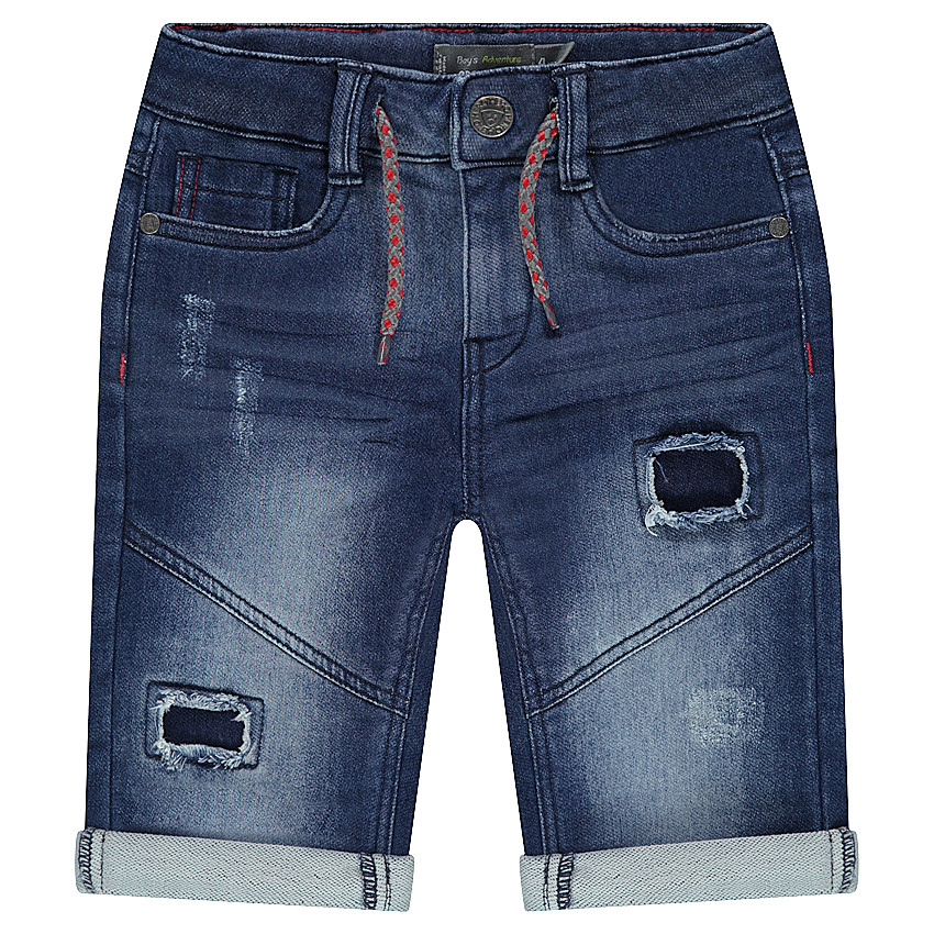 Βερμούδα από ύφασμα με όψη used ντένιμ, σκισίματα και μοντέρνες λεπτομέρειες  