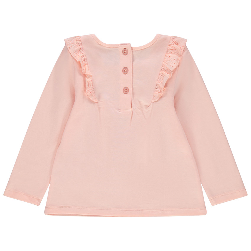 T-shirt manches longues à broderie anglaise et volants 