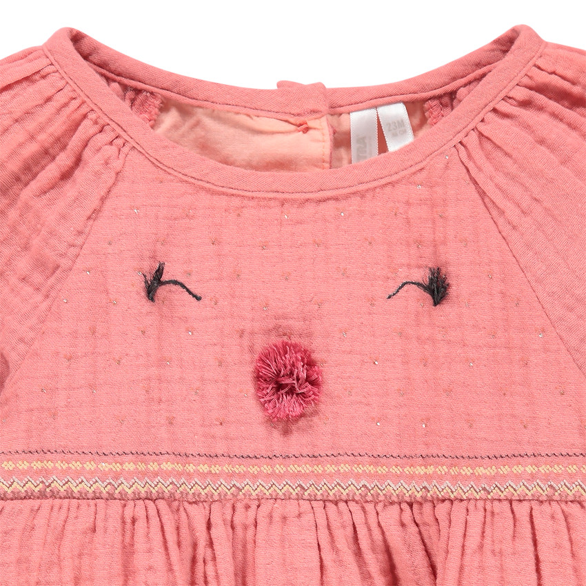 Τουνίκ μακρυμάνικη βαμβακερή  με κεντήματα 