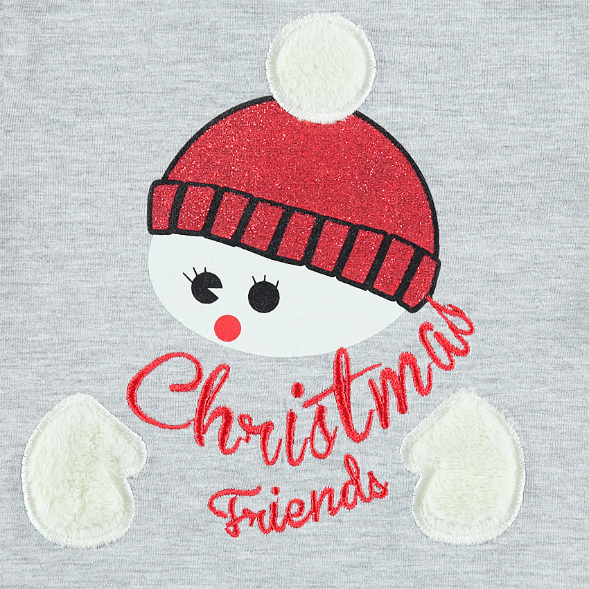 Μπλούζα με όρθιο λαιμό και μεταλλιζέ χιονάνθρωπο  