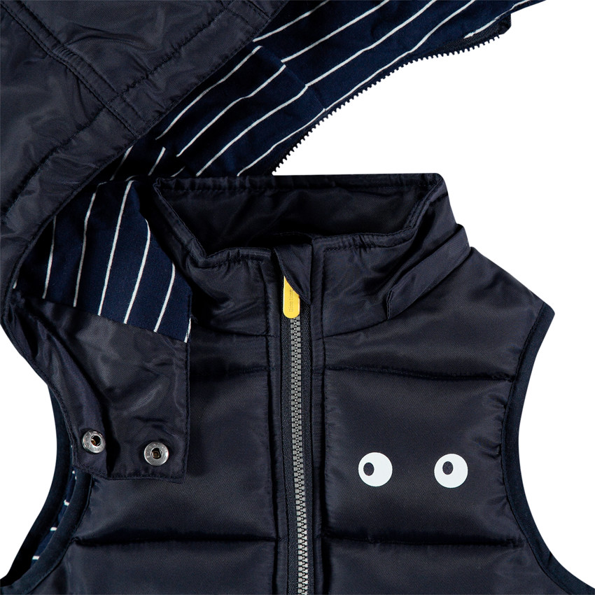 Καπιτονέ μπουφάν με ζέρσεϊ ριγέ επένδυση και αφαιρούμενη κουκούλα 