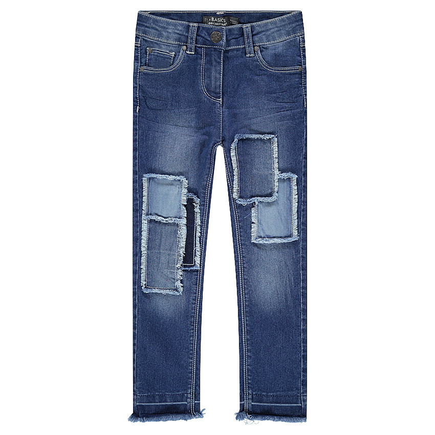 Παιδικά - Τζιν με μπαλώματα και κρόσια και εφέ used 