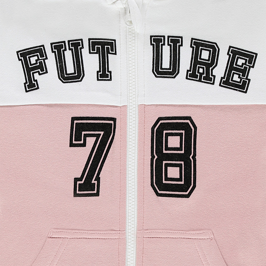 Παιδικά - Φανελένια ζακέτα με κουκούλα και διακοσμητικό μοτίβο 