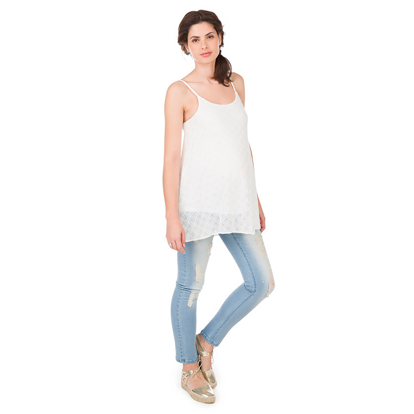 Αμάνικο εγκυμοσύνης από κρεπ ύφασμα σε ζακάρ μοτίβο 