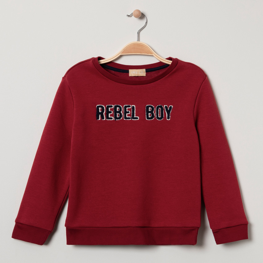 Sweat en molleton contrecollé sherpa à inscription brodée 