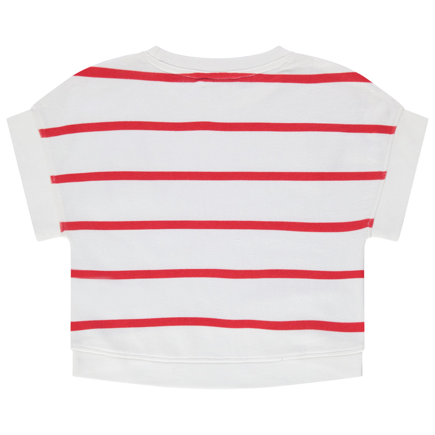 Φανελένιο κοντομάνικο φούτερ με μπουκλέ σήματα 