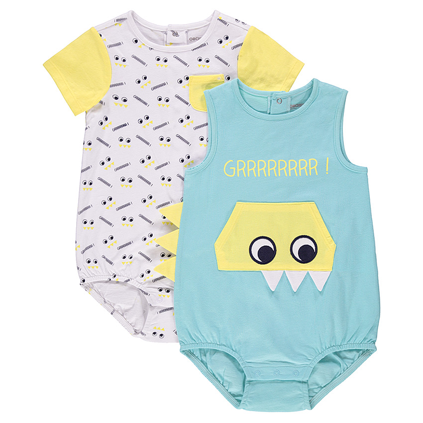 Σετ 2 ολόσωμα κοντά φορμάκια με μοτίβο τερατάκια 