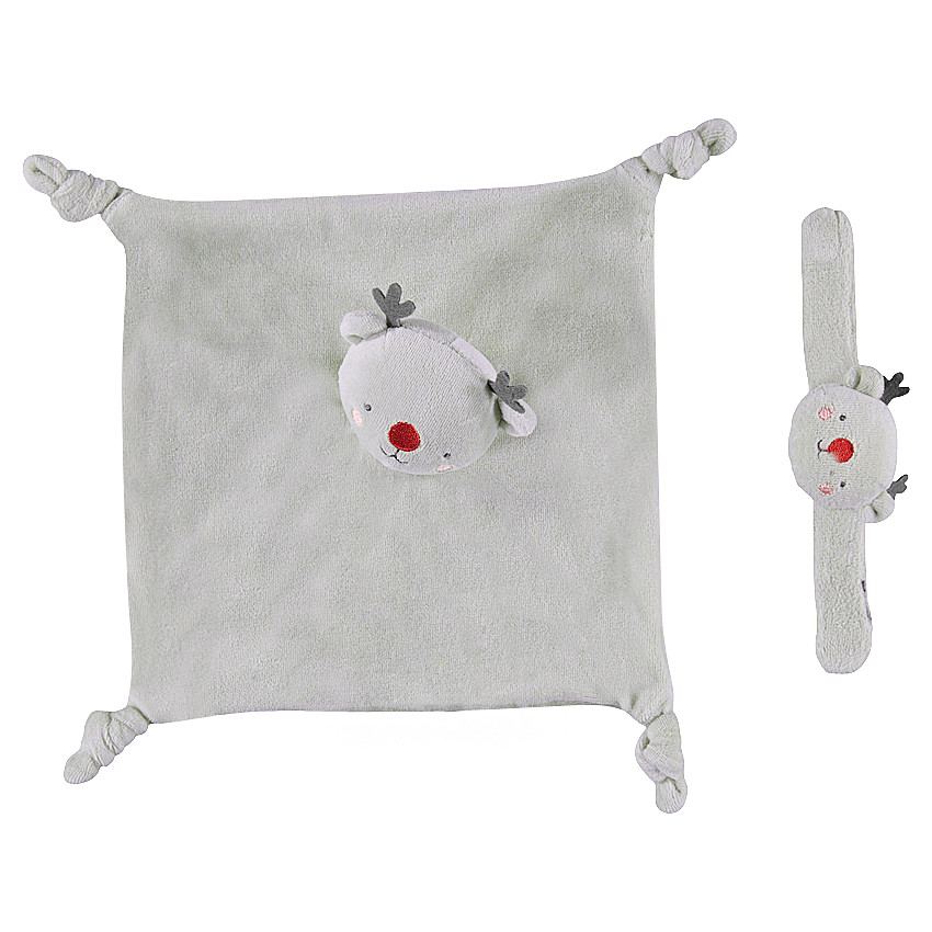 Πανάκι παρηγοριάς βελουτέ με ελάφι και βελουτέ κουδουνίστρα 