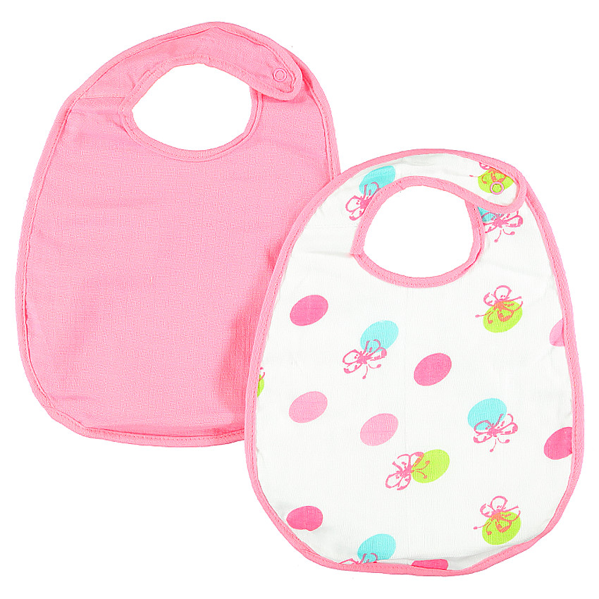 Set de 2 bavoirs en coton uni / imprimé 