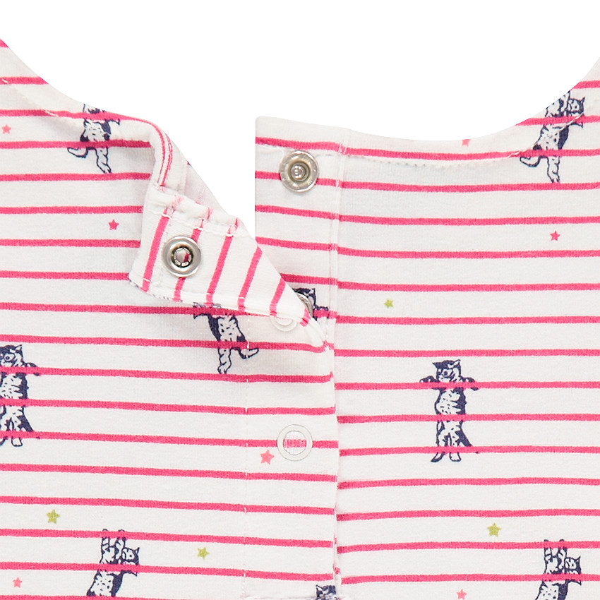 Ριγέ μαρινιέρα με βολάν και εμπριμέ μοτίβο 