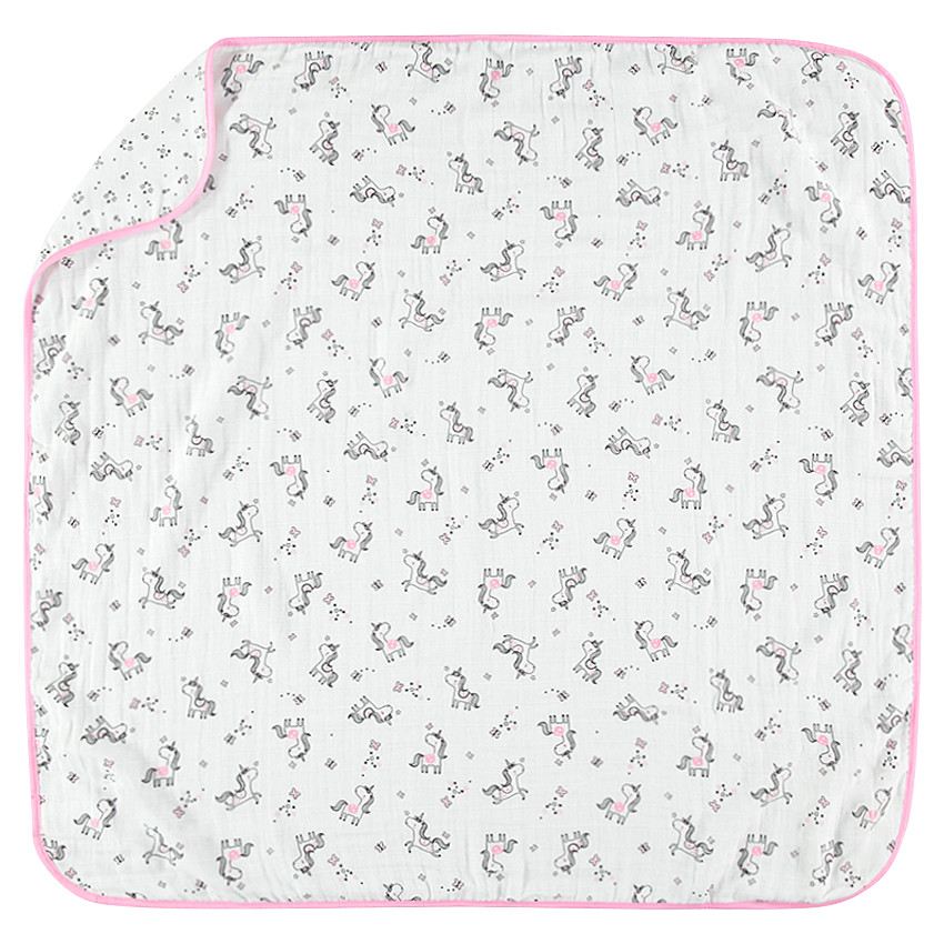 Κουβερτάκι τετράγωνης ύφανσης με μονόκερους και αστεράκια 