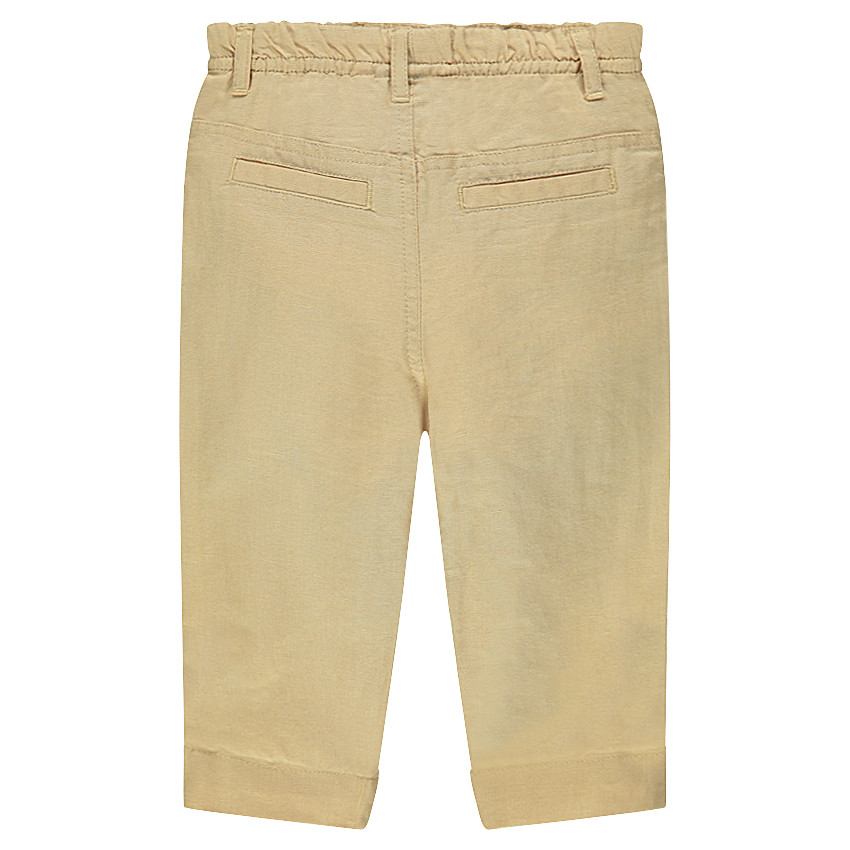 Μονόχρωμο παντελόνι από λινό και βαμβάκι  