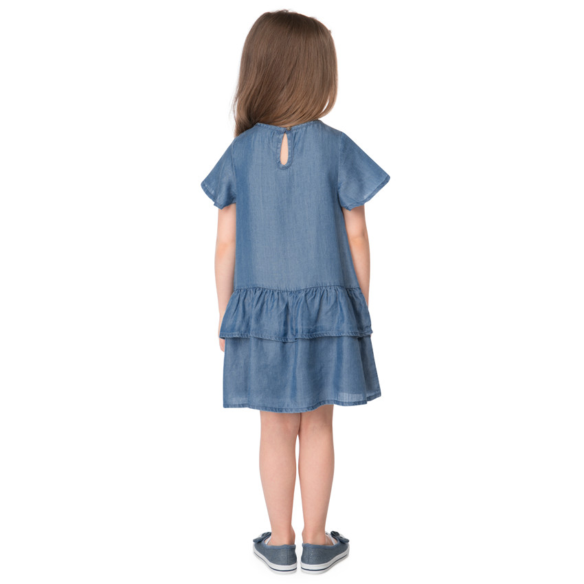 Φόρεμα με βολάν από tencel με κεντημένα λουλούδια 