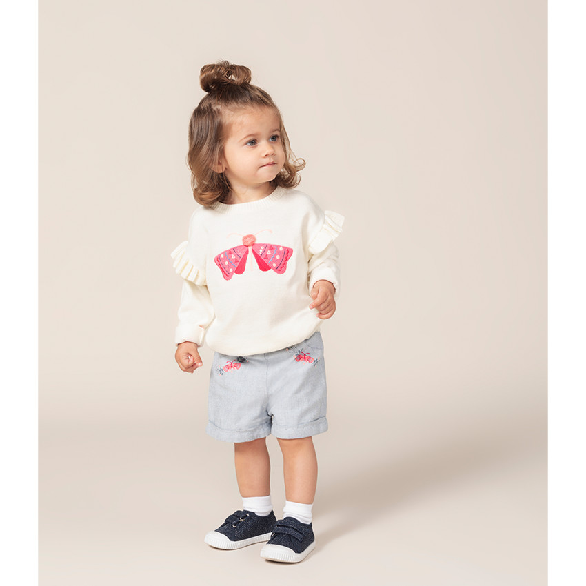 Βαμβακερό σορτσάκι με λεπτά κεντήματα  