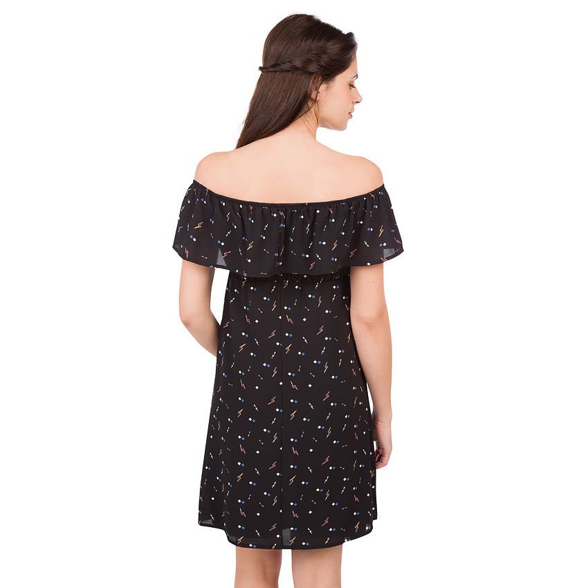 Φόρεμα εγκυμοσύνης με ακάλυπτους ώμους και διάσπαρτο σχέδιο 