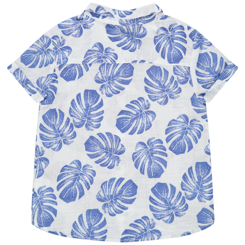Κοντομάνικο πουκάμισο με μπλε φύλλα σε όλη την επιφάνεια 