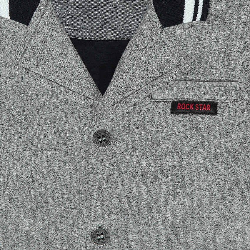 Φανελένιο σακάκι σε στιλ blazer με λαιμόκοψη με διακοσμητικό σχέδιο 