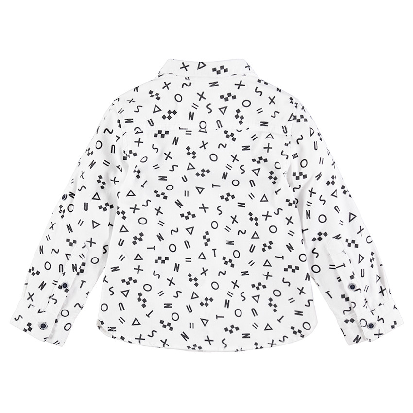 Μακρυμάνικο βαμβακερό πουκάμισο με γεωμετρικά μοτίβα σε όλη την επιφάνεια 