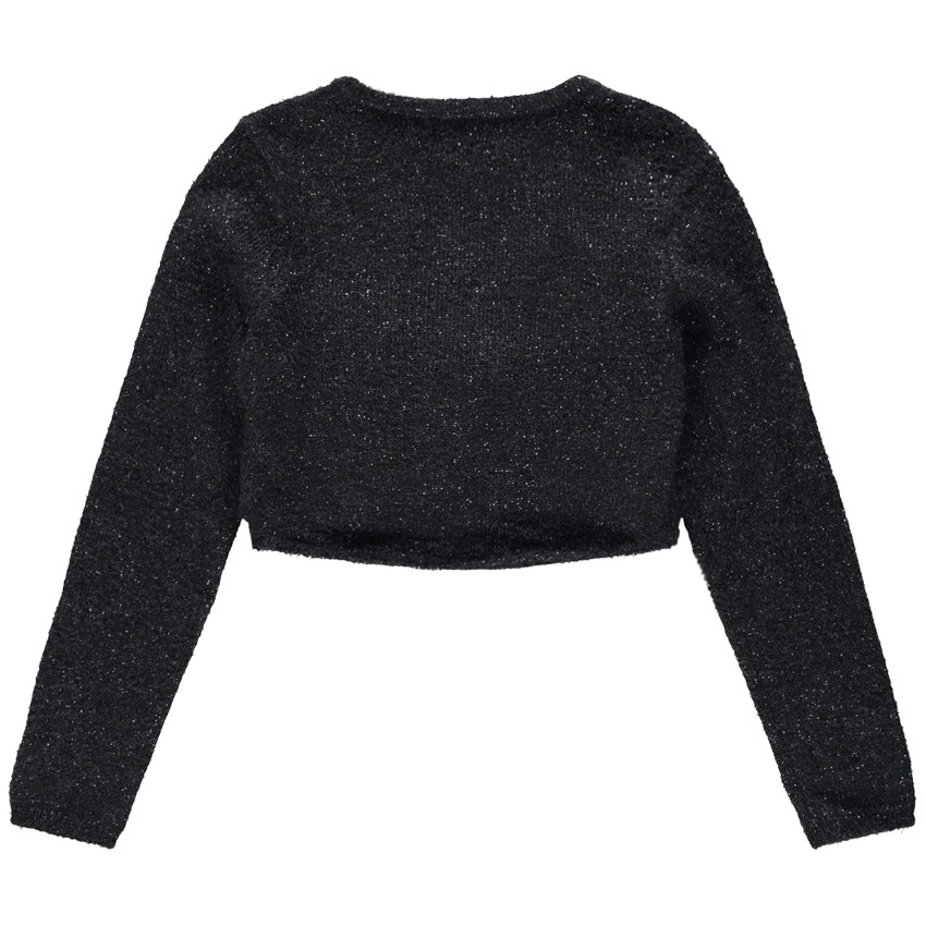 Παιδικά - Πλεκτή ζακέτα με γυαλιστερό νήμα και φιόγκο μπροστά 