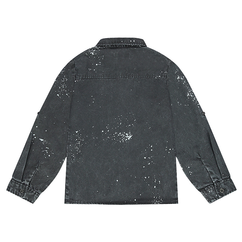 Παιδικά - Πουκάμισο από tencel με μανίκια που γυρίζουν και μοτίβο με εφέ κηλίδες 