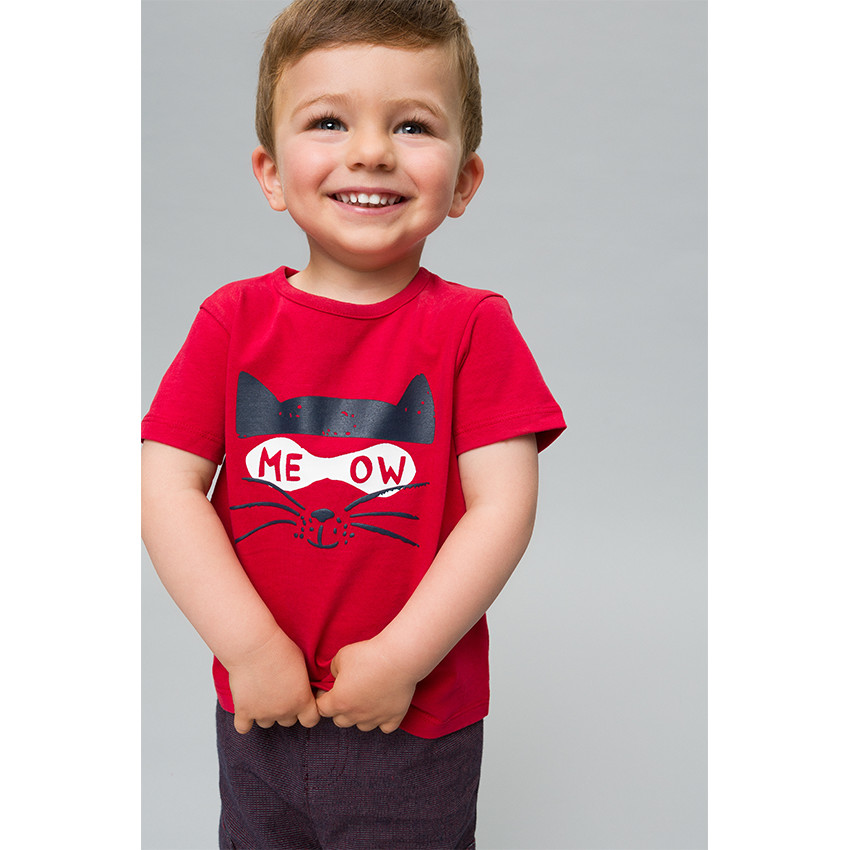 Κοντομάνικη μπλούζα από ζέρσεϊ με τυπωμένη γάτα 