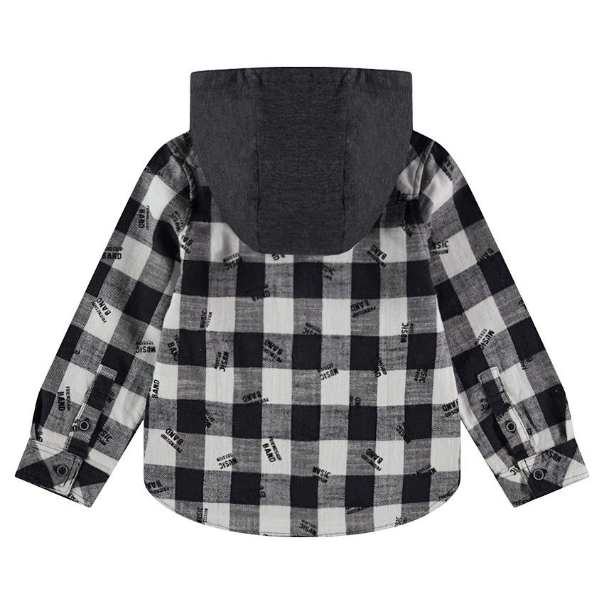 Μακρυμάνικο καρό πουκάμισο με κουκούλα σε αντίθεση 