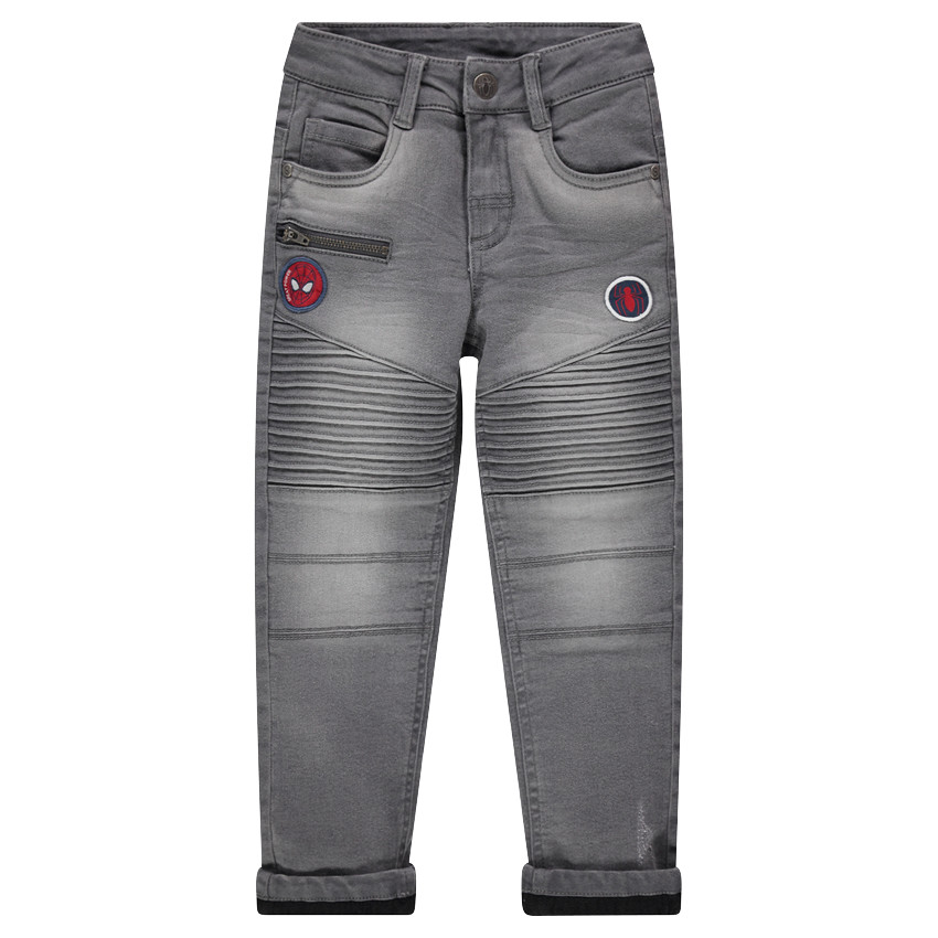 Τζιν με φθαρμένη όψη, επένδυση από μικροφλίς και σήματα με τον Spiderman της ©Marvel  