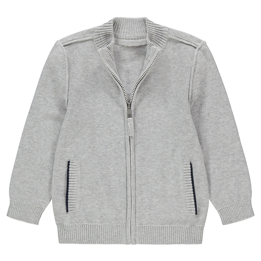 Πλεκτή ζακέτα με φερμουάρ και τσέπες 