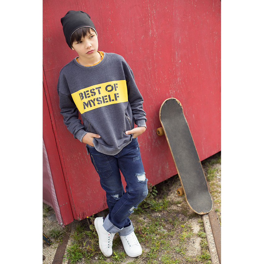 Παιδικά - Τζιν με φθαρμένη όψη και τσέπη με φερμουάρ 