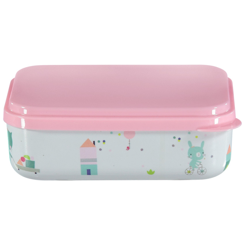 Δοχείο τροφίμων με καπάκι ροζ Happy Days 