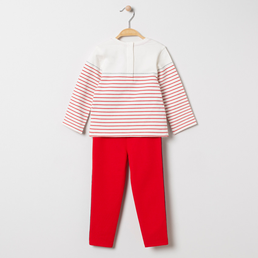 Ensemble t-shirt rayé et pantalon à bandes brillantes 