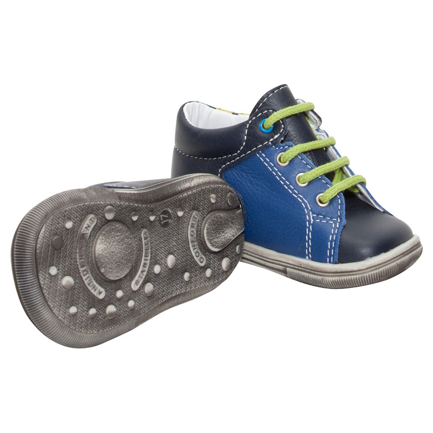 Δερμάτινα μποτάκια δίχρωμα με κορδόνια  