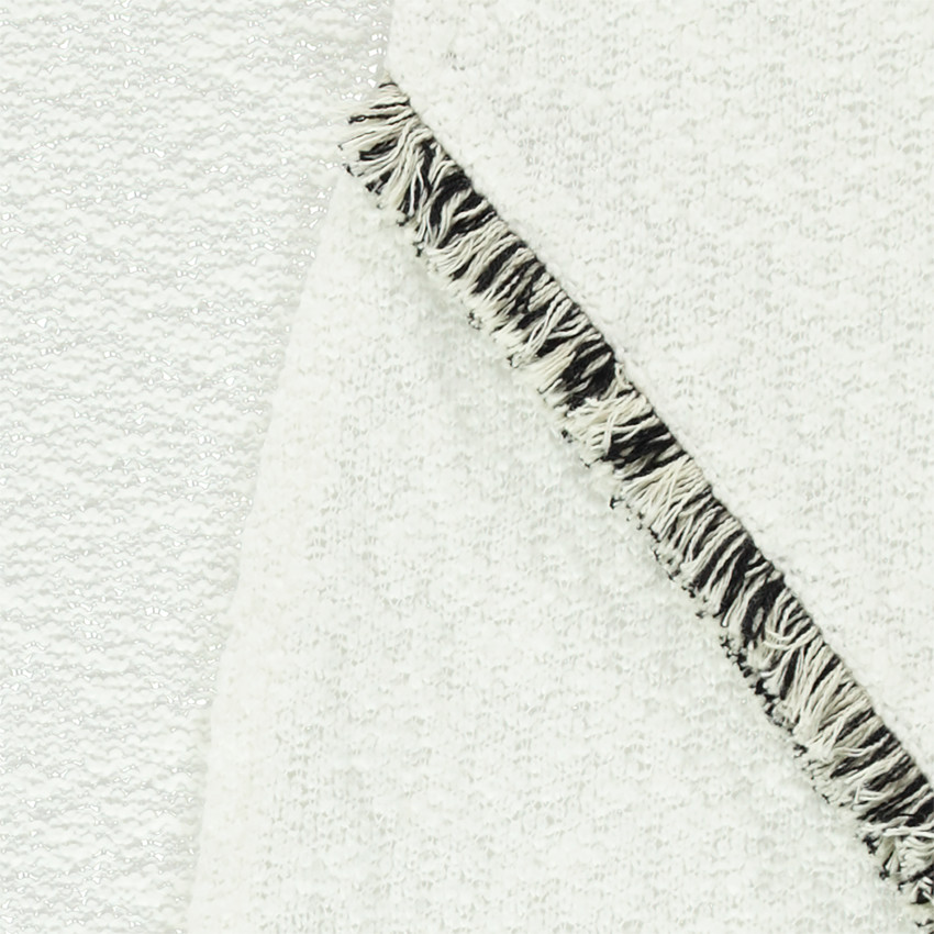 Πλεκτή ζακέτα με κρεπ όψη, φαρδιά γραμμή και φαντεζί κρόσσια 