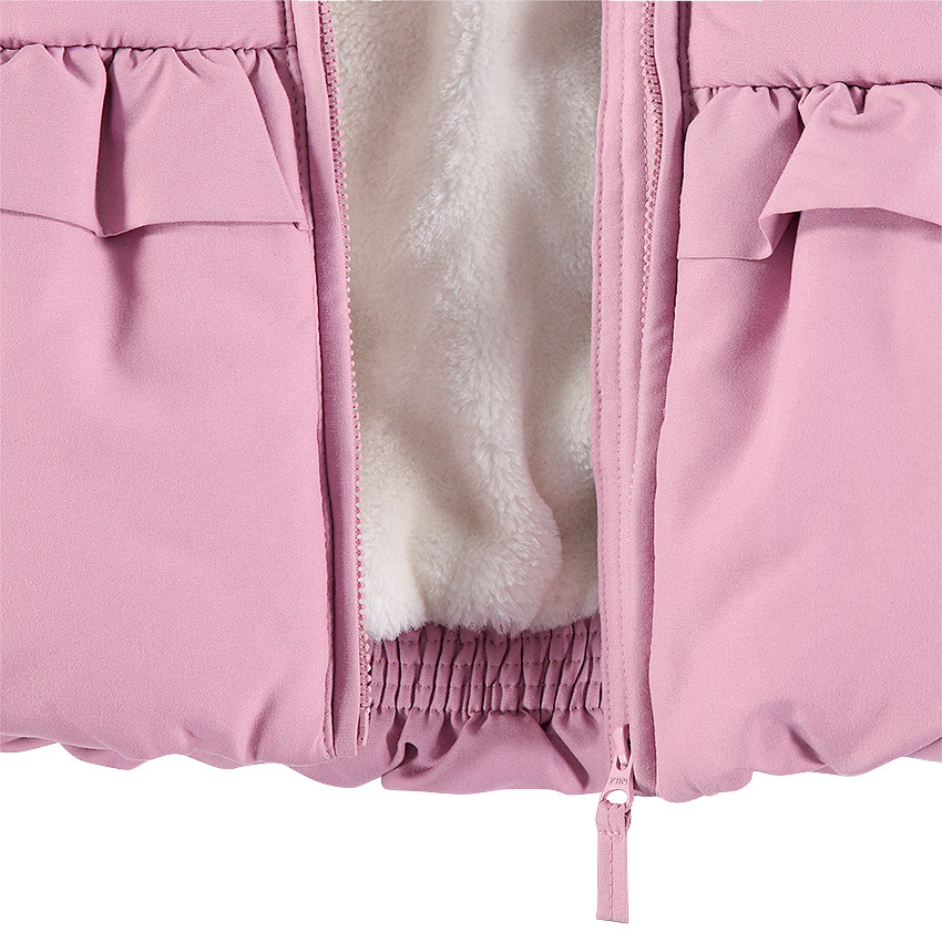 Παρκά καπιτονέ με κουκούλα με επένδυση από sherpa και βολάν 