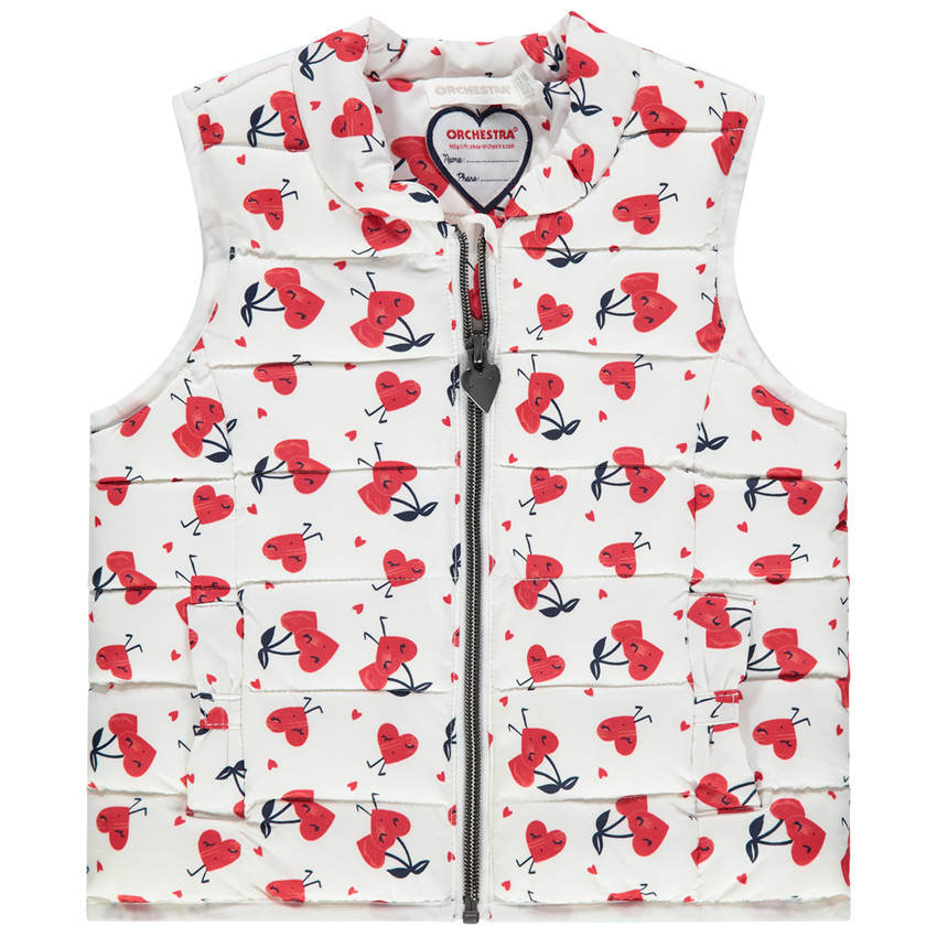 Αμάνικο μπουφάν με καρδούλες σε όλη την επιφάνεια και επένδυση από λεπτό sherpa 